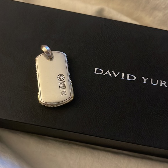 DAVID YURMAN GOLD & BLACK DIMOND DOG TAG - Picture 7 of 8